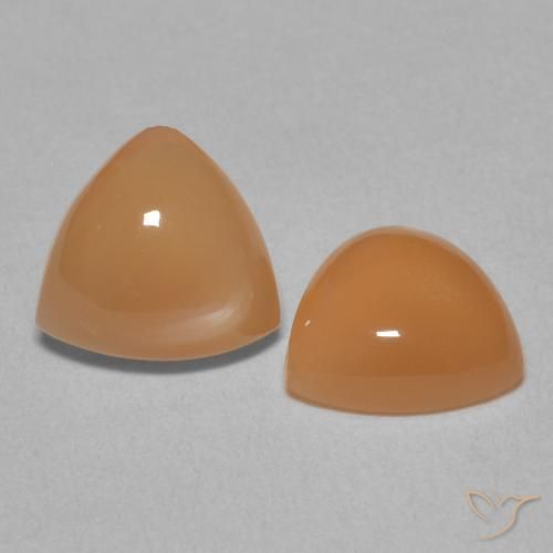 3.14 ctw Orange Moonstone Stones, Natural Moonstone in Trillion Cabochon Shape for Sale