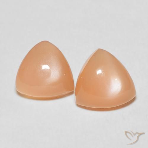 3.17ctw Natural Cantaloupe Orange Moonstone, Trillion, Translucent