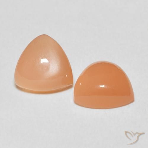 3.17 ctw Orange Moonstone Stones, Natural Moonstone in Trillion Cabochon Shape for Sale