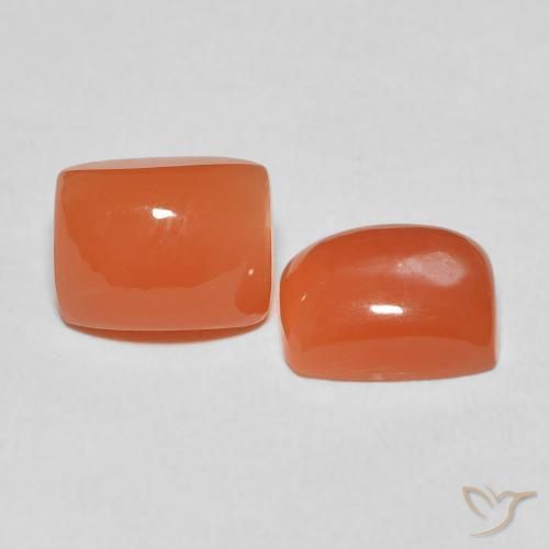 5.11 ctw Orange Moonstone Stones, Natural Moonstone in Cushion Cabochon Shape for Sale