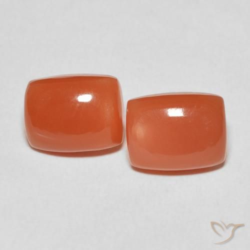 4.60ctw Natural Medium Orange Moonstone, Cushion, Translucent