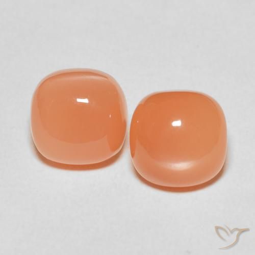 5.20ctw Natural Light Reddish Orange Moonstone, Cushion, Translucent