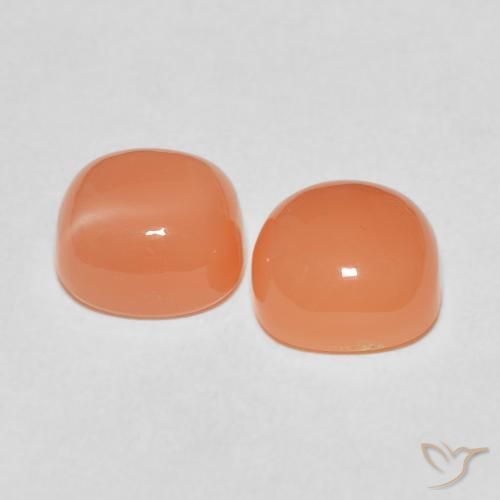 Moonstone Gemstones in 8 x 8 mm (calibrated) Size for Sale, Moonstone Stones in Light Reddish Orange Color