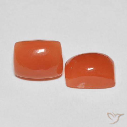 4.77 ctw Orange Moonstone Stones, Natural Moonstone in Cushion Cabochon Shape for Sale