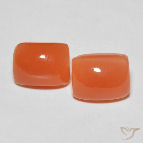 5.26ctw Natural Fire Orange Moonstone, Cushion, Translucent