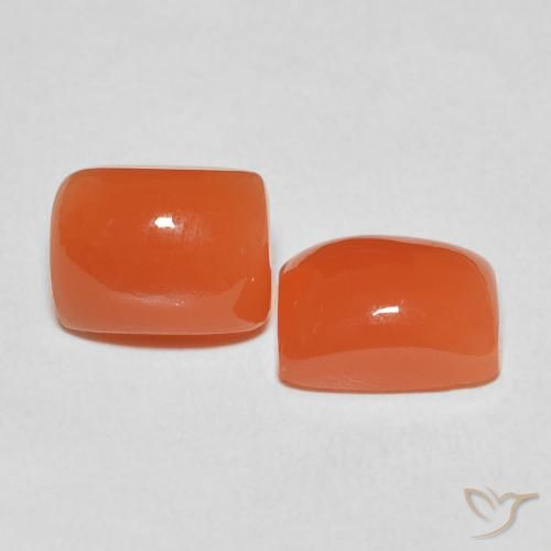 5.26 ctw Orange Moonstone Stones, Natural Moonstone in Cushion Cabochon Shape for Sale
