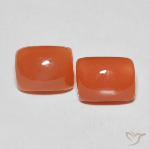 5.12ctw Natural Medium Orange Moonstone, Cushion, Translucent