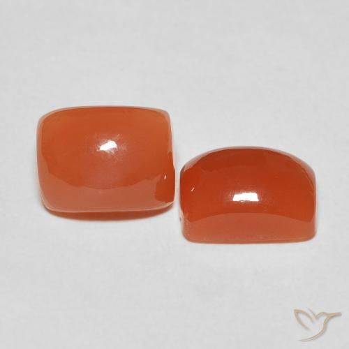 5.12 ctw Orange Moonstone Stones, Natural Moonstone in Cushion Cabochon Shape for Sale