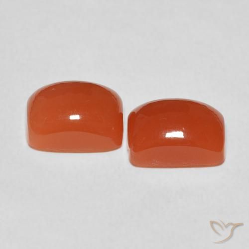 Moonstone Gemstones in 9 x 7 mm (calibrated) Size for Sale, Moonstone Stones in Medium Orange Color