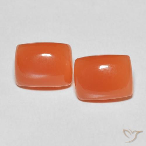 5.03ctw Natural Intense Orange Moonstone, Cushion, Translucent