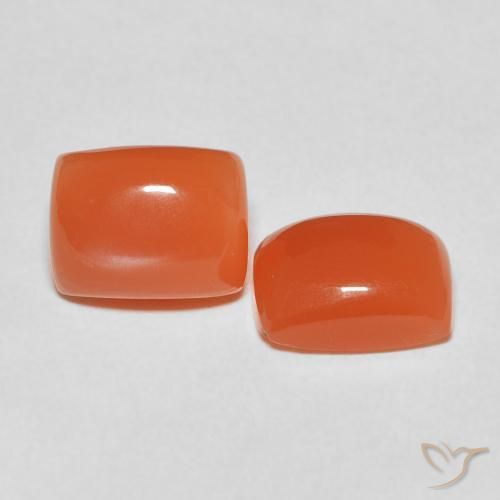5.03 ctw Orange Moonstone Stones, Natural Moonstone in Cushion Cabochon Shape for Sale