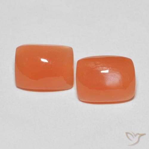 4.04 ctw Orange Moonstone Gemstones, Moonstone Gems in Cushion Cabochon Shape for Sale.