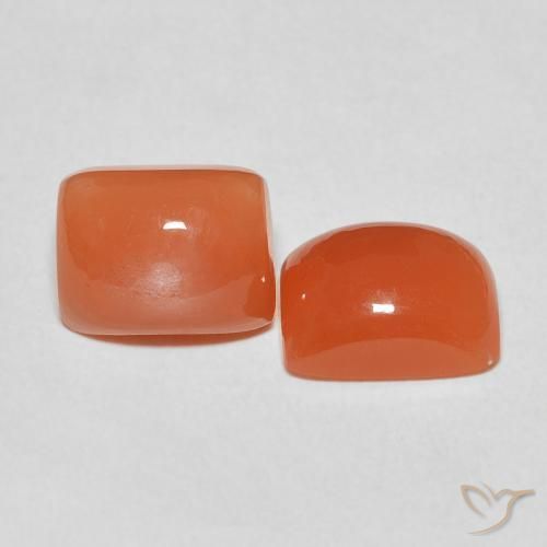 5.23 ctw Orange Moonstone Stones, Natural Moonstone in Cushion Cabochon Shape for Sale