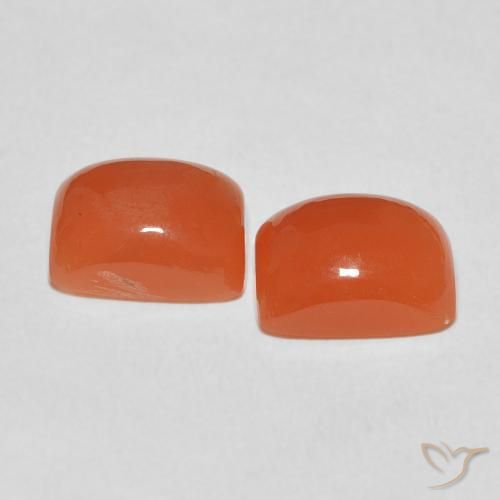 Moonstone Gemstones in 9 x 7 mm (calibrated) Size for Sale, Moonstone Stones in Fire Orange Color