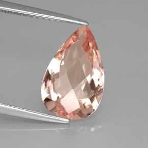 2.80 ct Pink Morganite Stone, Natural Morganite in Pear Checkerboard Shape for Sale