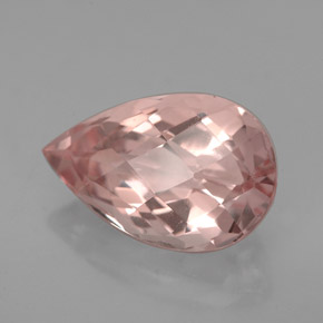 4.19 ct Pink Morganite Stone, Natural Morganite in Pear Checkerboard Shape for Sale