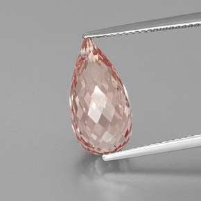 6.86 ct Pink Morganite Gemstone, Morganite Gem in Briolette with Hole Shape for Sale.