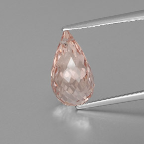 5.55 ct Pink Morganite Gemstone, Morganite Gem in Briolette with Hole Shape for Sale.