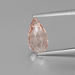 4.15 ct Pink Morganite Gemstone, Morganite Gem in Briolette with Hole Shape for Sale.
