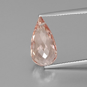 5.88 ct Pink Morganite Gemstone, Morganite Gem in Briolette with Hole Shape for Sale.