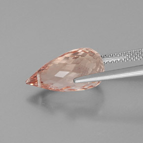 Morganite Gemstone in 15.1 x 7.9 mm Size for Sale, Morganite Stone in Salmon Pink Color