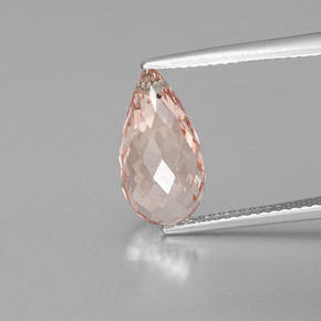 4.16 ct Pink Morganite Gemstone, Morganite Gem in Briolette with Hole Shape for Sale.