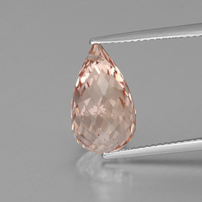 6.71 ct Pink Morganite Gemstone, Morganite Gem in Briolette with Hole Shape for Sale.