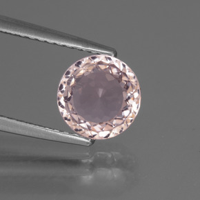 1.23 ct Pink Morganite Gemstone, Morganite Gem in Round Facet Shape for Sale.