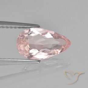 1.54 ct Pink Morganite Stone, Natural Morganite in Pear Facet Shape for Sale
