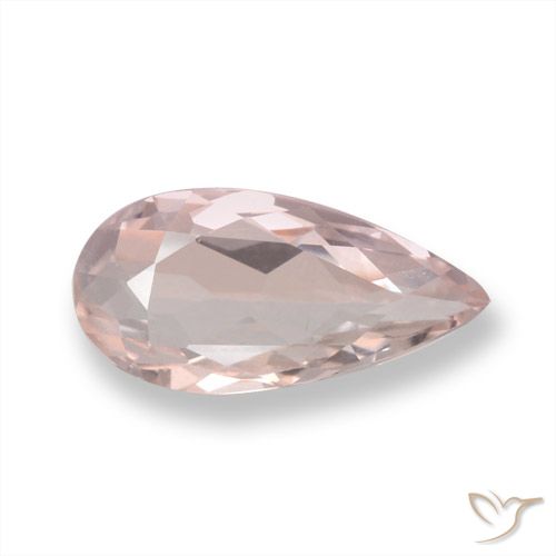 0.92ct Natural Light Pink Morganite, Pear Shape, VVS