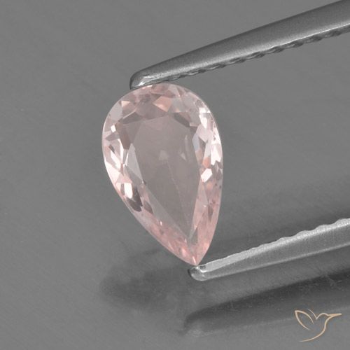 Light Rose Pink Morganite Gem - 0.6ct Pear Facet (ID: 457939)