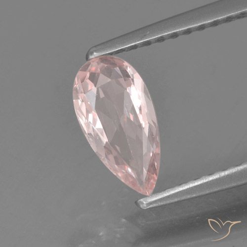 0.58ct Natural Light Rose Pink Morganite, Pear Shape, VVS-VS