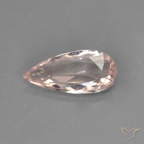 0.90ct Natural Medium Light-Pink Morganite, Pear Shape, VVS