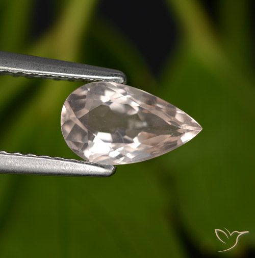 0.83ct Natural Salmon Pink Morganite, Pear Shape, VVS-VS