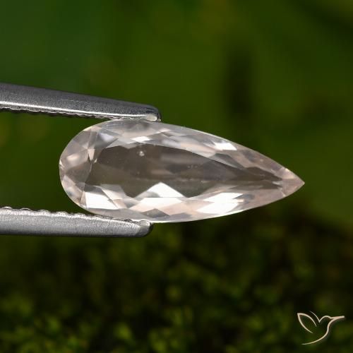 0.91ct Natural Very Light Pink Morganite, Pear Shape, VVS-VS