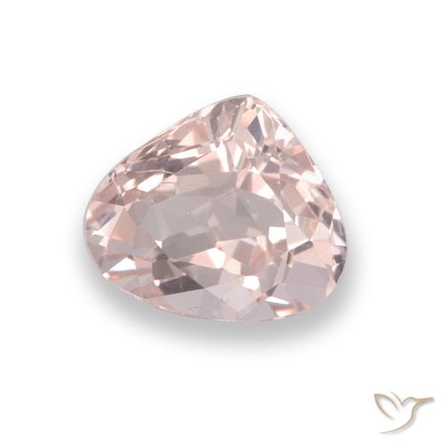 0.76ct Natural Light Coral Pink Morganite, Pear Shape, VVS-VS