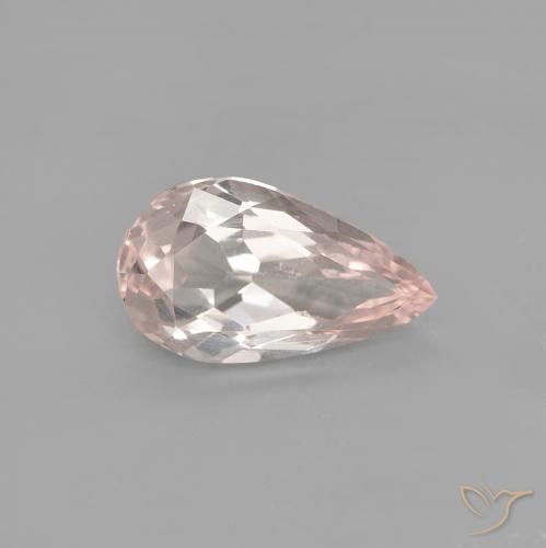 0.74ct Natural Medium Pink Morganite, Pear Shape, VVS-VS