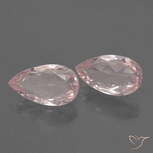 1.14 ctw Pink Morganite Stones, Natural Morganite in Pear Facet Shape for Sale