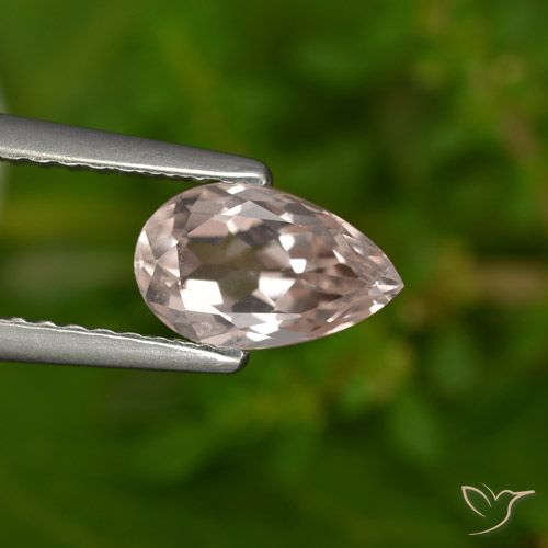0.80ct Natural Very Light Pink Morganite, Pear Shape, VVS-VS