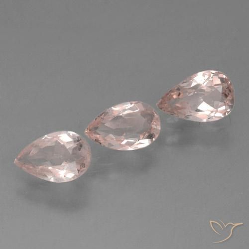 1.32 ctw Pink Morganite Stones, Natural Morganite in Pear Facet Shape for Sale
