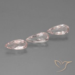 1.24 ctw Pink Morganite Stones, Natural Morganite in Pear Facet Shape for Sale