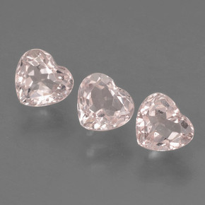 1.54 ctw Pink Morganite Gemstones, Morganite Gems in Heart Facet Shape for Sale.