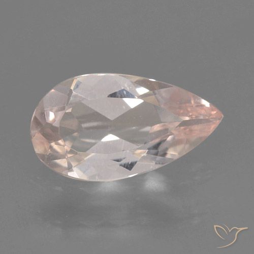 0.50ct Natural Medium Pink Morganite, Pear Shape, VVS-VS