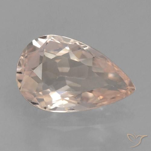0.58ct Natural Very Light Pink Morganite, Pear Shape, VVS