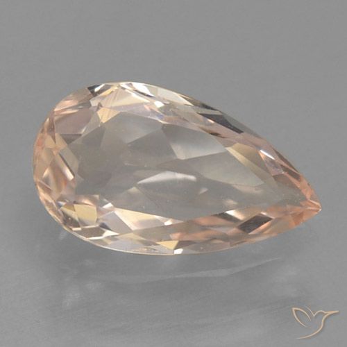 0.62ct Natural Very Light Pink Morganite, Pear Shape, VVS-VS