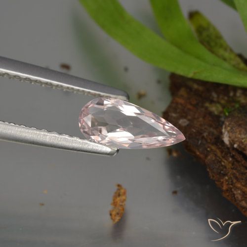 0.44ct Natural Light Pink Morganite, Pear Shape, VVS-VS