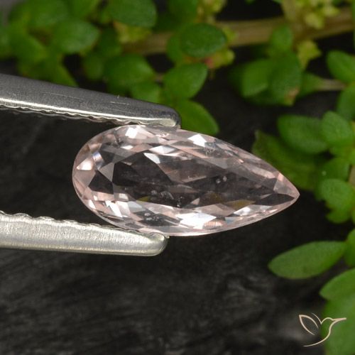 0.47ct Natural Medium Pink Morganite, Pear Shape, VS