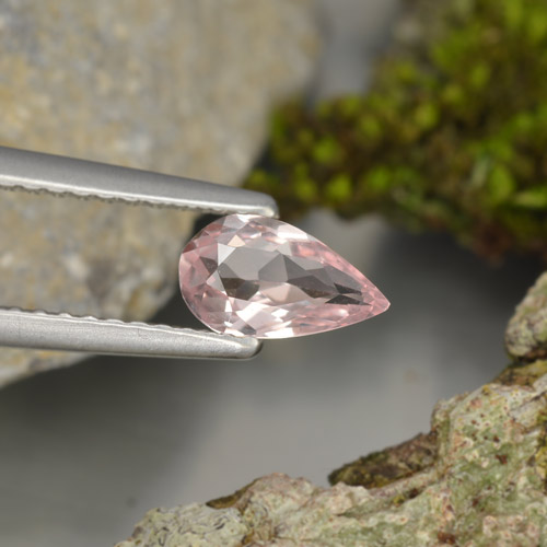 Flamingo Pink Morganite Gem - 0.5ct Pear Facet (ID: 466987)