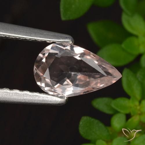 0.48ct Natural Medium Pink Morganite, Pear Shape, VVS
