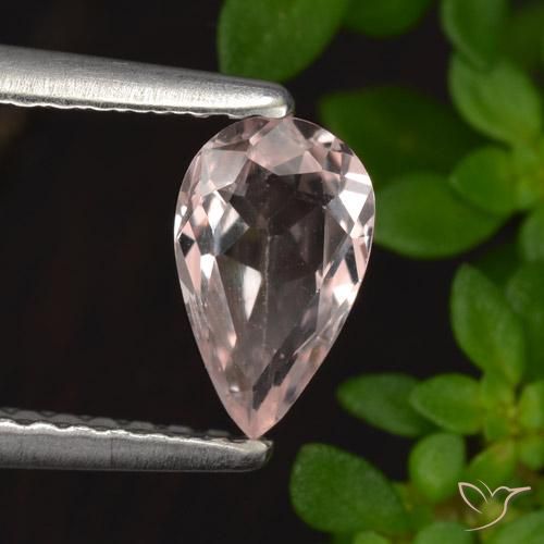 0.48 ct Pink Morganite Stone, Natural Morganite in Pear Facet Shape for Sale